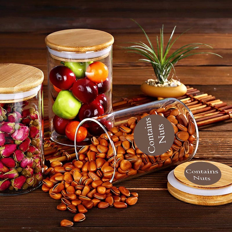 wootile Contains Nuts Stickers Round Allergies Food Rotation Labels 1" Round Circle Dots 500 Pcs Allergen Allergy Warning Stickers Per Roll Retail Packaging Stickers for Jars Glass Bottle,Retail Packaging - Image 4
